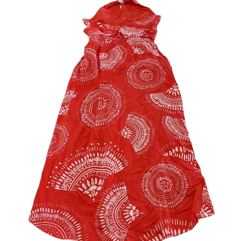 Andres Otalora Dress Womens 2 Red Orange Selva Mandala Halter Midi Sarong Resort - Picture 6 of 11